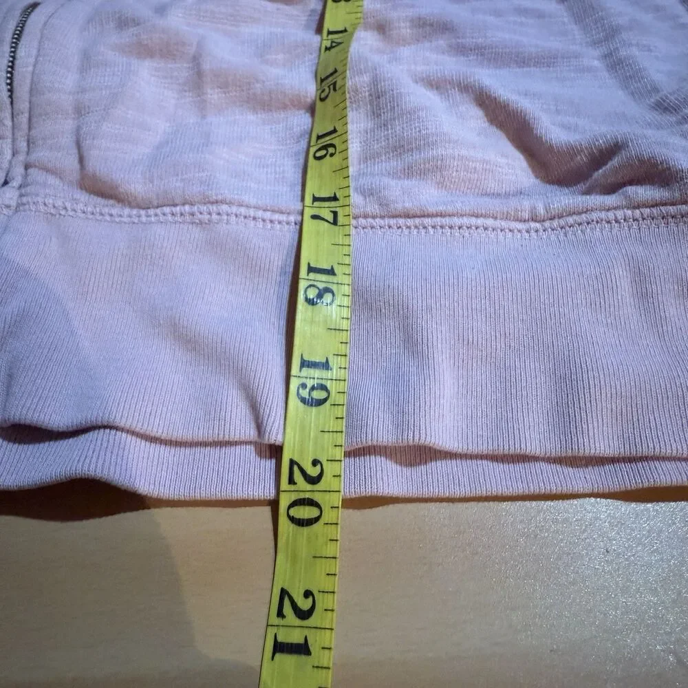 3/$15 J Crew Vintage Fleece Sweater M Medium Light Pink Full Zip Hooded Cotton